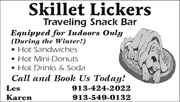 Skillet Lickers Traveling Snack Bar 913-424-2022 or 913-549-0132